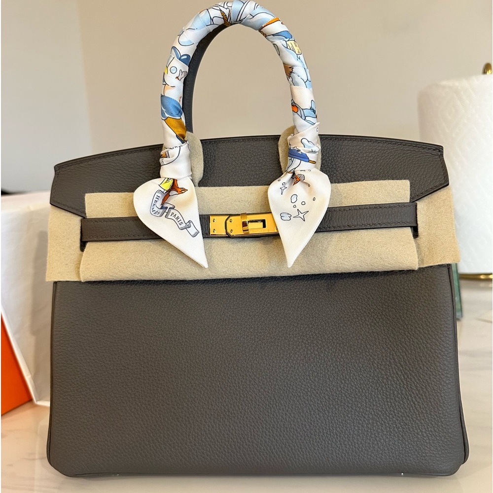 BIB Birkin 25 Etain Togo. GHW.2022 stamp